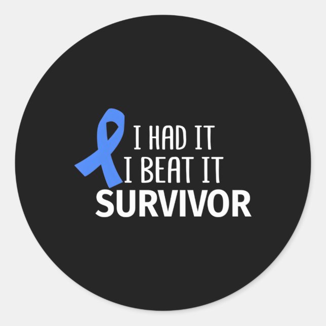 Sticker Rond Colon Cancer Je L'Ai Été Je L'Ai Battu Survivor Bl (Devant)