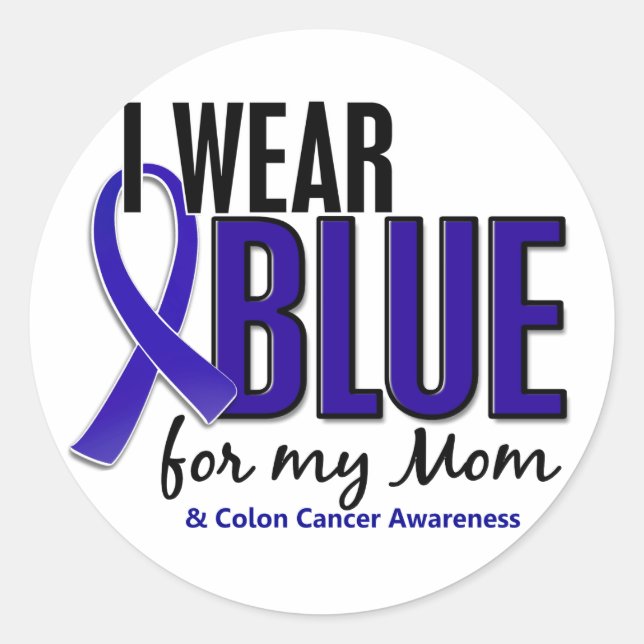 Sticker Rond Colon Cancer Je Porte Du Bleu Pour Ma Mère 10 (Devant)