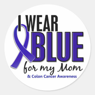 Sticker Rond Colon Cancer Je Porte Du Bleu Pour Ma Mère 10