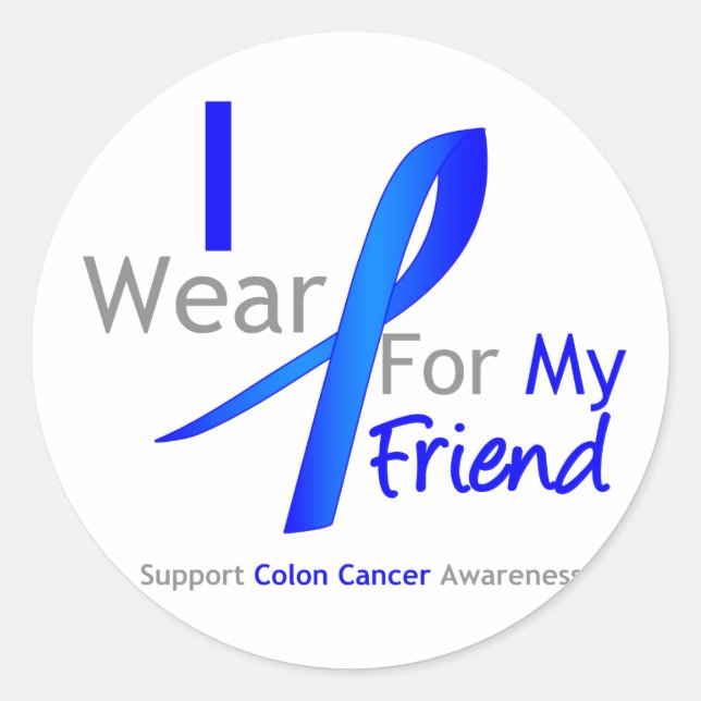 Sticker Rond Colon Cancer Je Porte Du Bleu Pour Mon Ami (Devant)