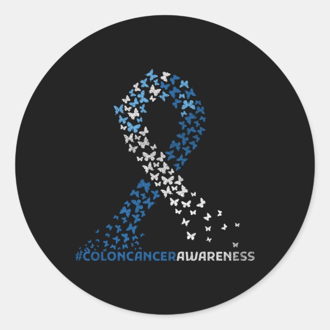 Sticker Rond Colon Cancer Sensibilisation Colonoscopie Bleu Rub (Devant)