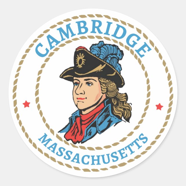 Sticker Rond Colonial du Massachusetts de Cambridge (Devant)