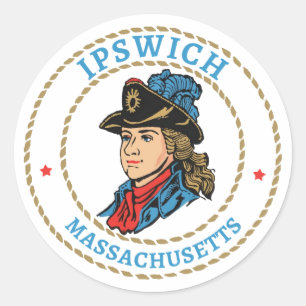 Sticker Rond Colonial du Massachusetts d'Ipswich