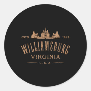 Sticker Rond Colonial Williamsburg Virginie Style déprimé