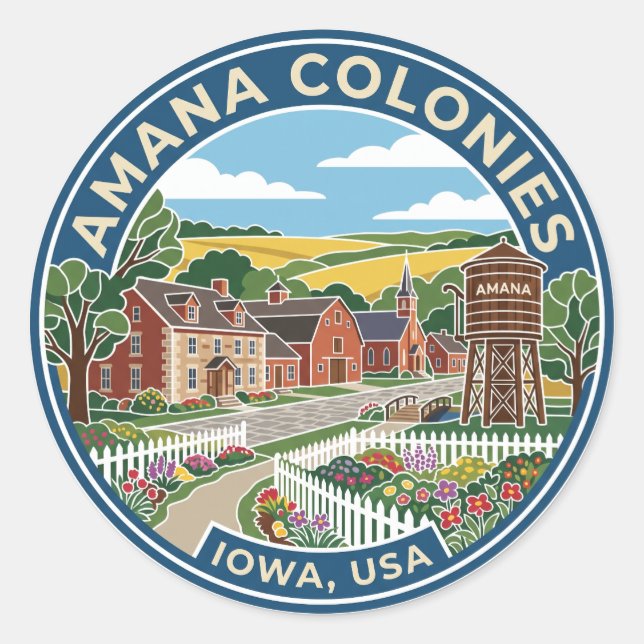 Sticker Rond Colonies Amana États-Unis (Devant)