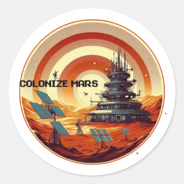STICKER ROND COLONISER MARS (Devant)