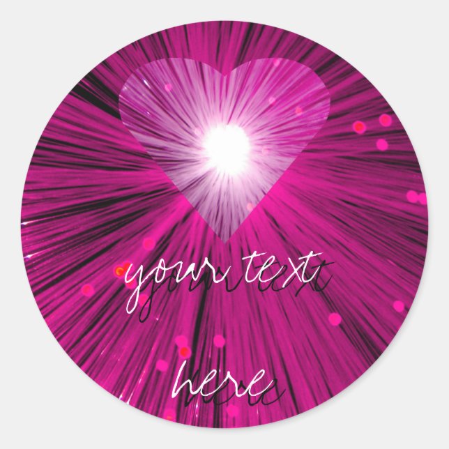 Sticker Rond Colonne Coeur rose 'Votre Texte' autour (Devant)