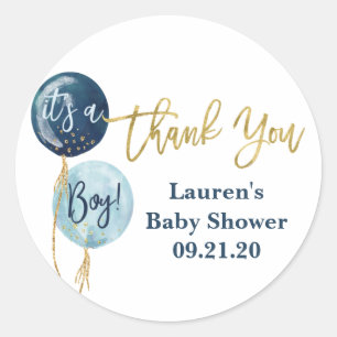 Sticker Rond Colonne de baby shower de ballons bleus