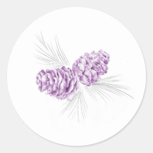 Sticker Rond Colonne de mariage d'hiver violet gris