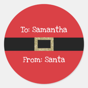 Sticker Rond Colonne de Noël rouge noir Père Noël pour les c