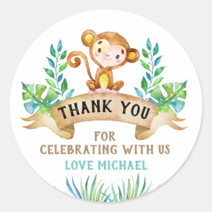 Sticker Rond Colonne de petit singe