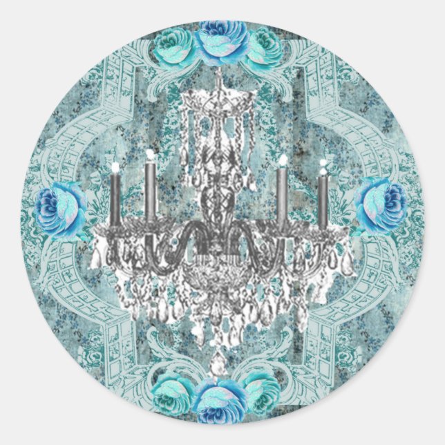 Sticker Rond Colonne ou sceau Bella Blue Marie Antoinette (Devant)