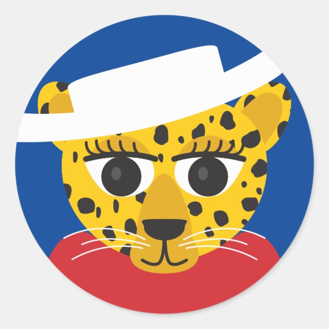 Sticker Rond Colonne ronde classique de guépard de cowgirl du T (Devant)