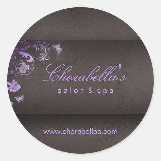 Sticker Rond Colonne spa de salon papillon violet brun
