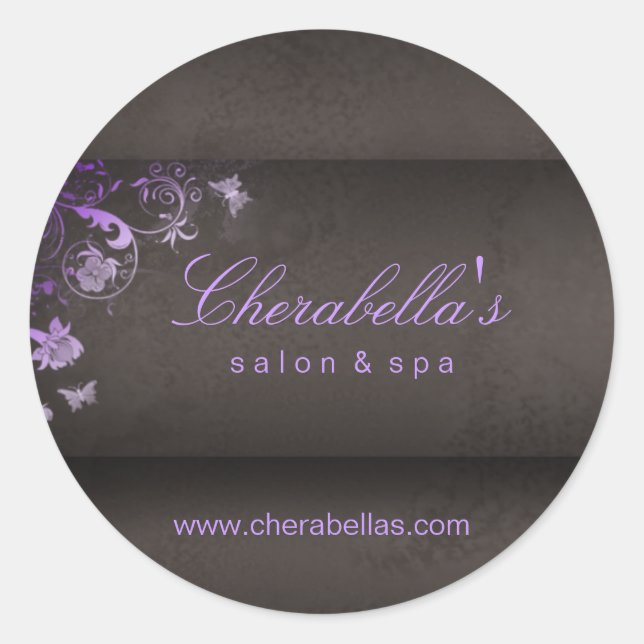Sticker Rond Colonne spa de salon papillon violet brun (Devant)
