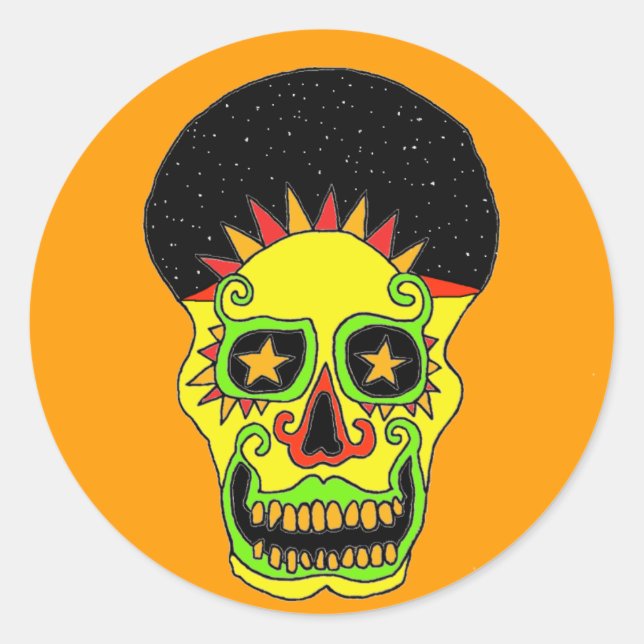 Sticker Rond Colonne Sun Skull jour et nuit (Devant)