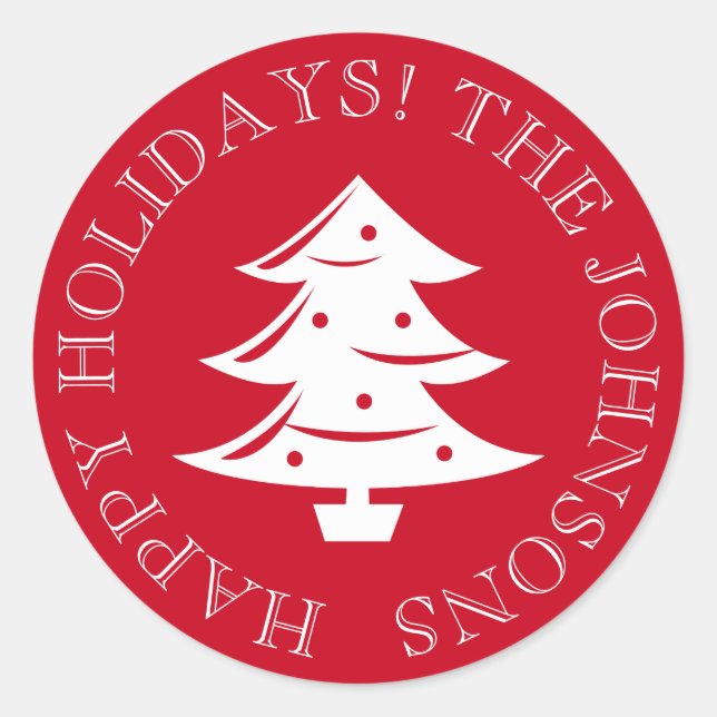 Sticker Rond Colonnes d'arbre de Noël rondes et scellés d'envel (Devant)