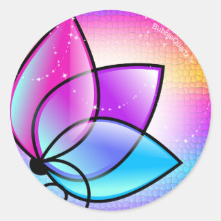 Sticker Rond Colonnes de fleurs violettes brillantes