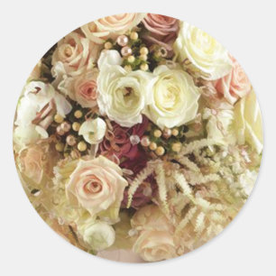 Sticker Rond Colonnes de scellés enveloppes de fleurs de mariag