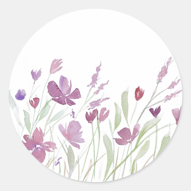 Sticker Rond Colonnes d'enveloppe fleur sauvage violette (Devant)