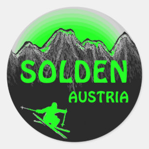 Sticker Rond Colonnes du logo de l'art de ski vert Solden Austr