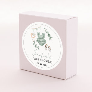 Sticker Rond Colonnes rondes pour bébé écoeucalyptus vert