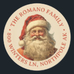 Sticker Rond Color Vintage Père Noël Christmas Adresse<br><div class="desc">Customisez vos cadeaux de noël ou utilisez-les comme étiquettes de adresse. Oeuvre d'art réalisée avec Ai et Photoshop.</div>