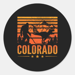 Sticker Rond Colorado Bigfoot Montagne Dinosaure Bigfoot Campin