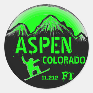 Sticker Rond Colorado collants d'art de snowboard vert Aspen