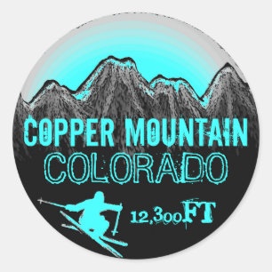 Sticker Rond Colorado Colorado collants turquoises d'art de ski