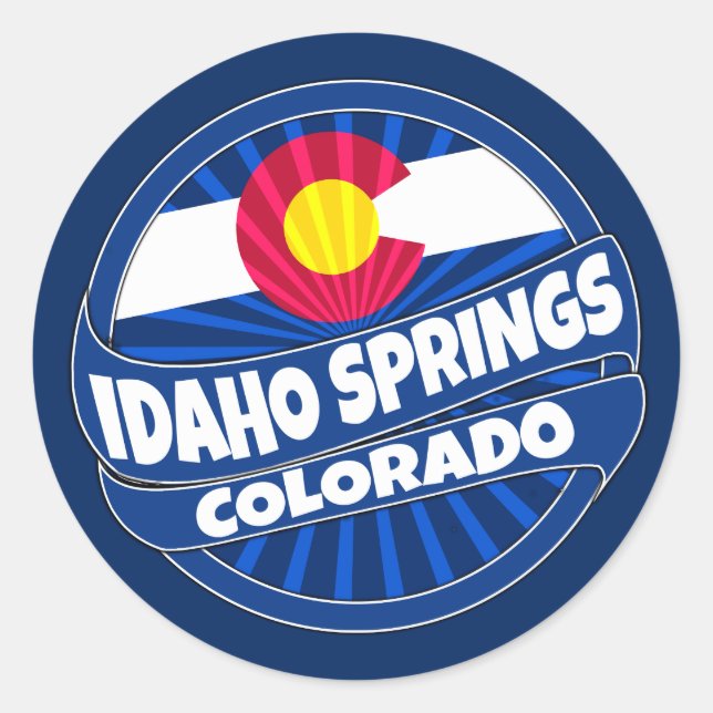 Sticker Rond Colorado drapeau Idaho Springs Colorado autocollan (Devant)