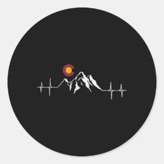Sticker Rond Colorado Drapeau Montagnes Hebeat