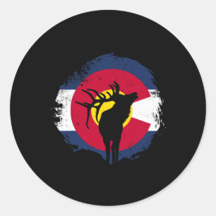 Sticker Rond Colorado Elk - Etat du Colorado - Chasseur de wapi