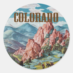 Sticker Rond Colorado Montagne Vintage
