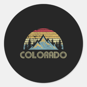 Sticker Rond Colorado - Montagnes Rétro Vintage Nature Randonné