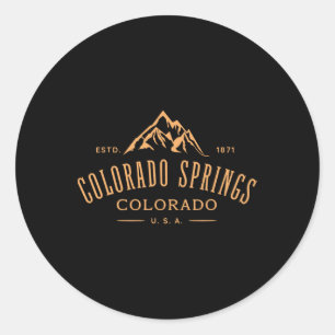 Sticker Rond Colorado Springs Colorado Conception De Montagne I