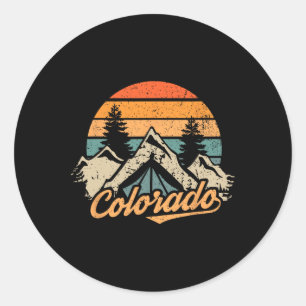 Sticker Rond Colorado Tee - Montagnes Rétro Vintage Nature Rand