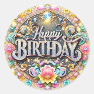 Sticker Rond Colorant d'anniversaire