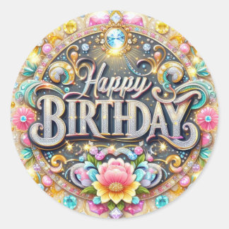 Sticker Rond Colorant d'anniversaire