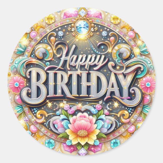 Sticker Rond Colorant d'anniversaire (Devant)