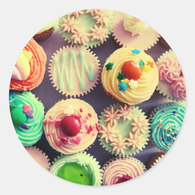 Sticker Rond Colorant de cupcakes (Devant)