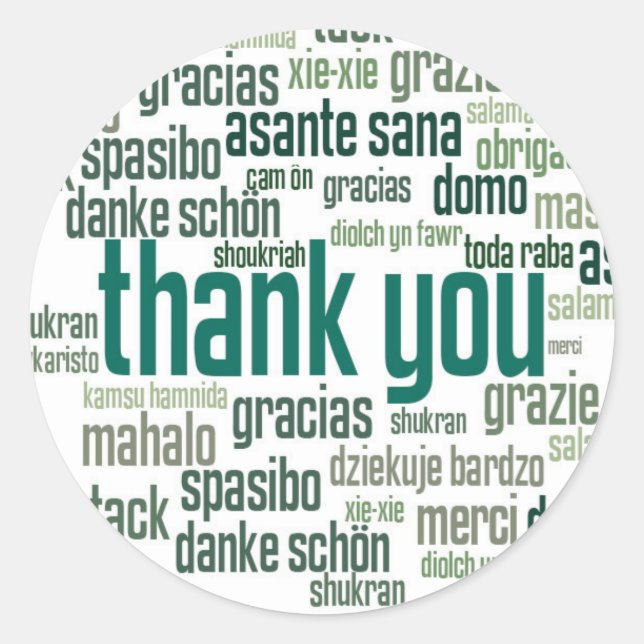 Sticker Rond Colorant Merci à enveloppe verte (Devant)