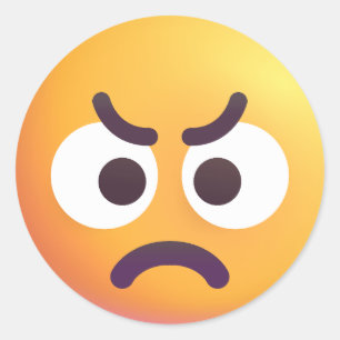 Sticker Rond Coloré Angry Face mignon et amusant Emoji