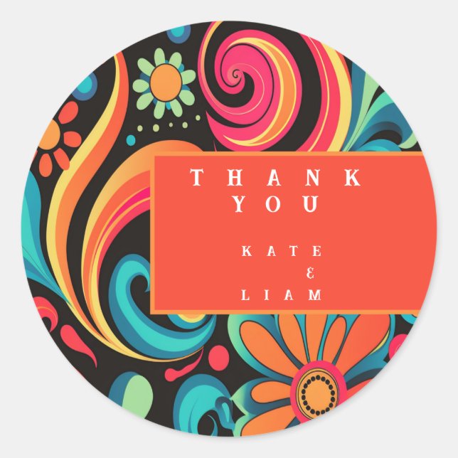 Sticker Rond coloré années 70  (Devant)