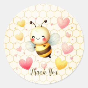 Sticker Rond Coloré Happy Little Honey Bee Baby shower mignon