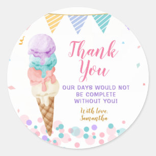 Sticker Rond Coloré On Hurle Pour Crème Glacée Quatrième Annive