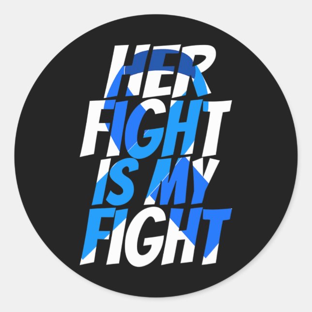 Sticker Rond Colorectal Bleu Ruban Colon Sensibilisation au can (Devant)