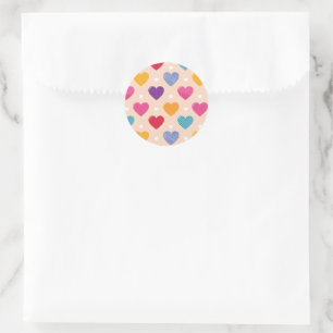 Sticker Rond Colorée Pop Art Motif de coeur
