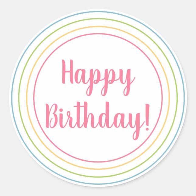 Sticker Rond Colorful Anniversaire Pastel Pink Typographie (Devant)