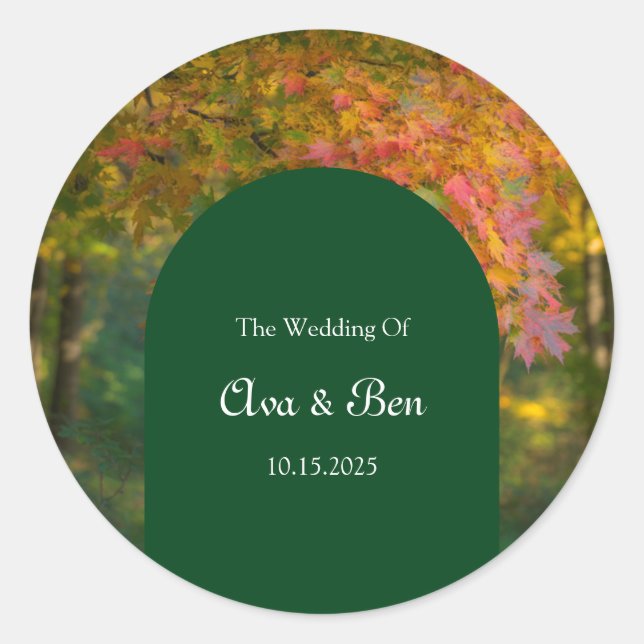 Sticker Rond Colorful Autumn Day Wedding (Devant)